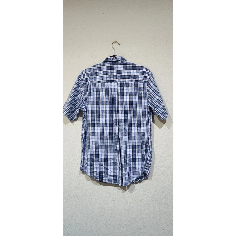 Club Room Men's Size S Multicolor Plaid Shirt Blue Green Cotton Short Sleeve